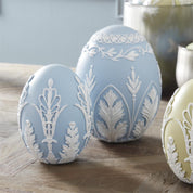 Set of 2 Blue & White Filigree Resin Easter Egg