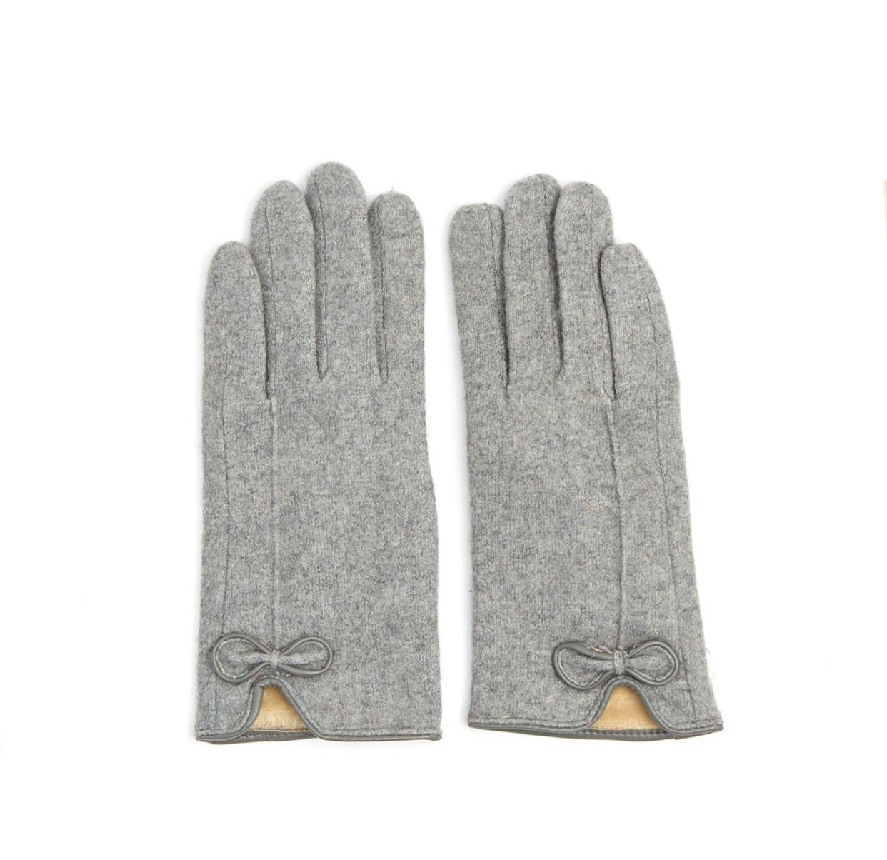 Flannel And Fleece Glove With Bow Detail 3/Colors
