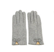 Flannel And Fleece Glove With Bow Detail 3/Colors