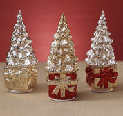 LED Rotating Tree On Present Gold/Red
