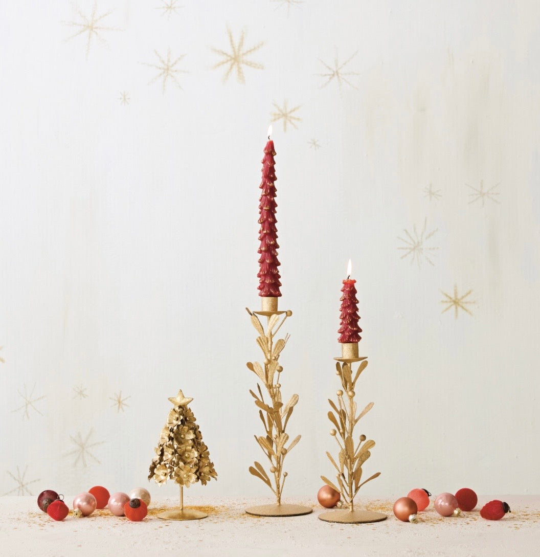 Metal Flowers Christmas Tree with Star, Gold Finish