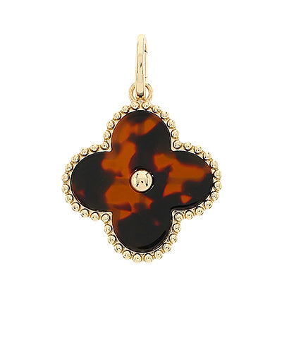 Clover Pendant- Tortoise/ Gold