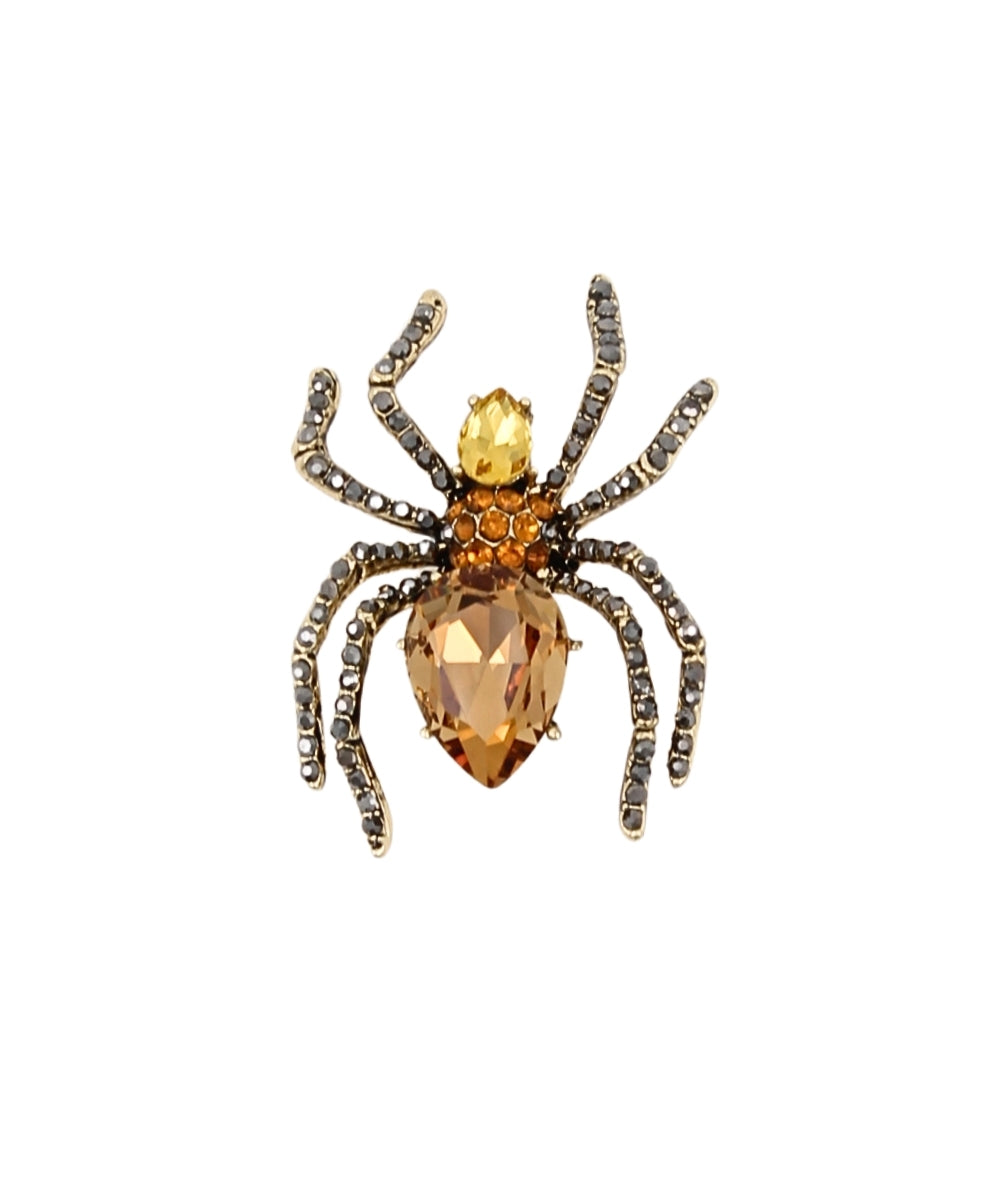 Jeweled Halloween Spider Tiger Brooch