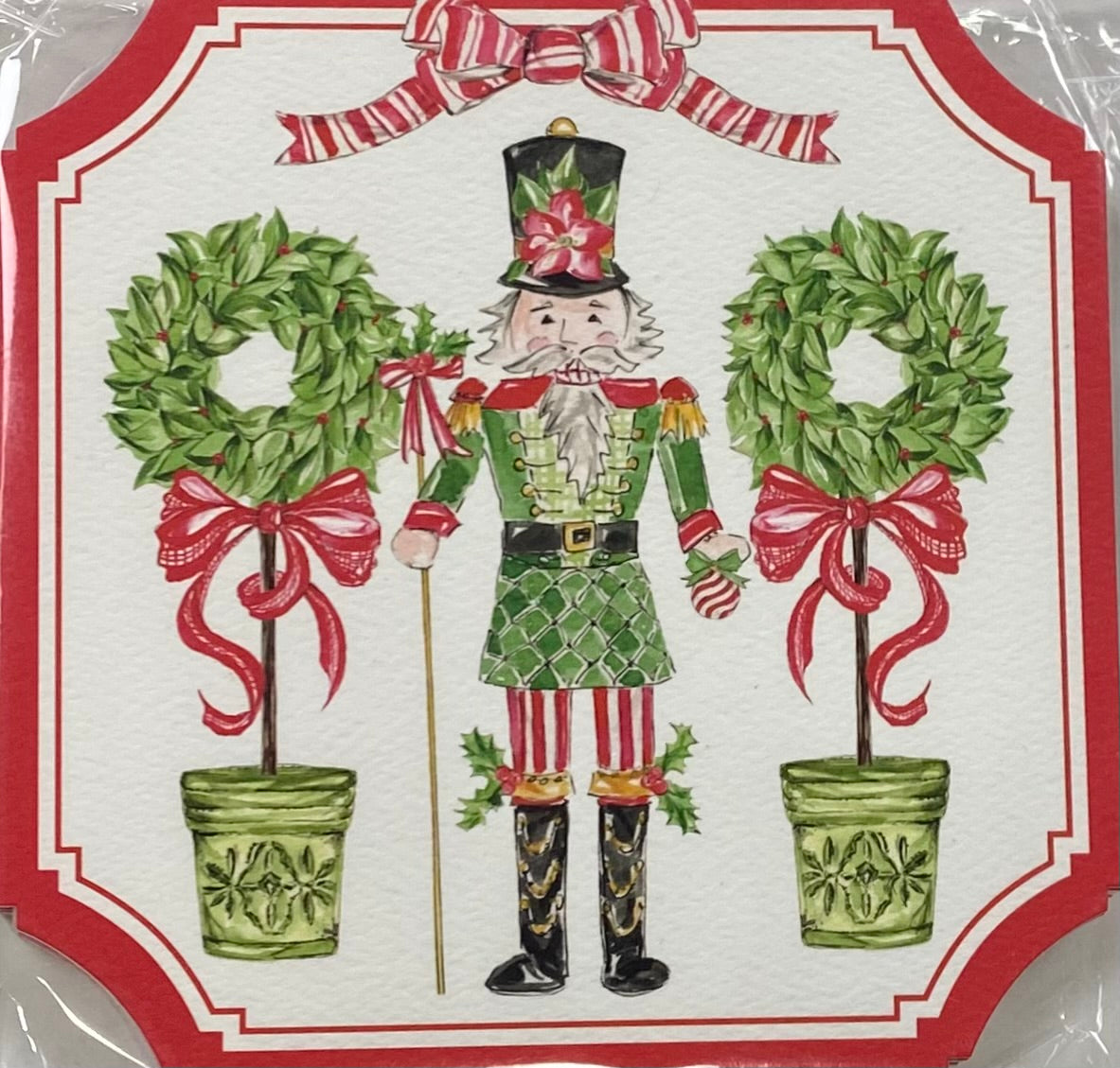 Coaster Set of 20- Handpainted Poinsetta Nutcracker