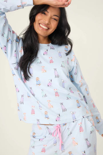 PJ Salvage Doggone Pointelle Crewneck Cold PJ Set