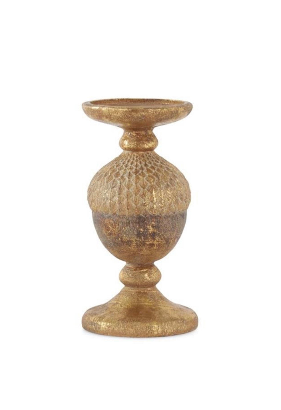 Gold & Bronze Textured Resin Acorn Candleholderd