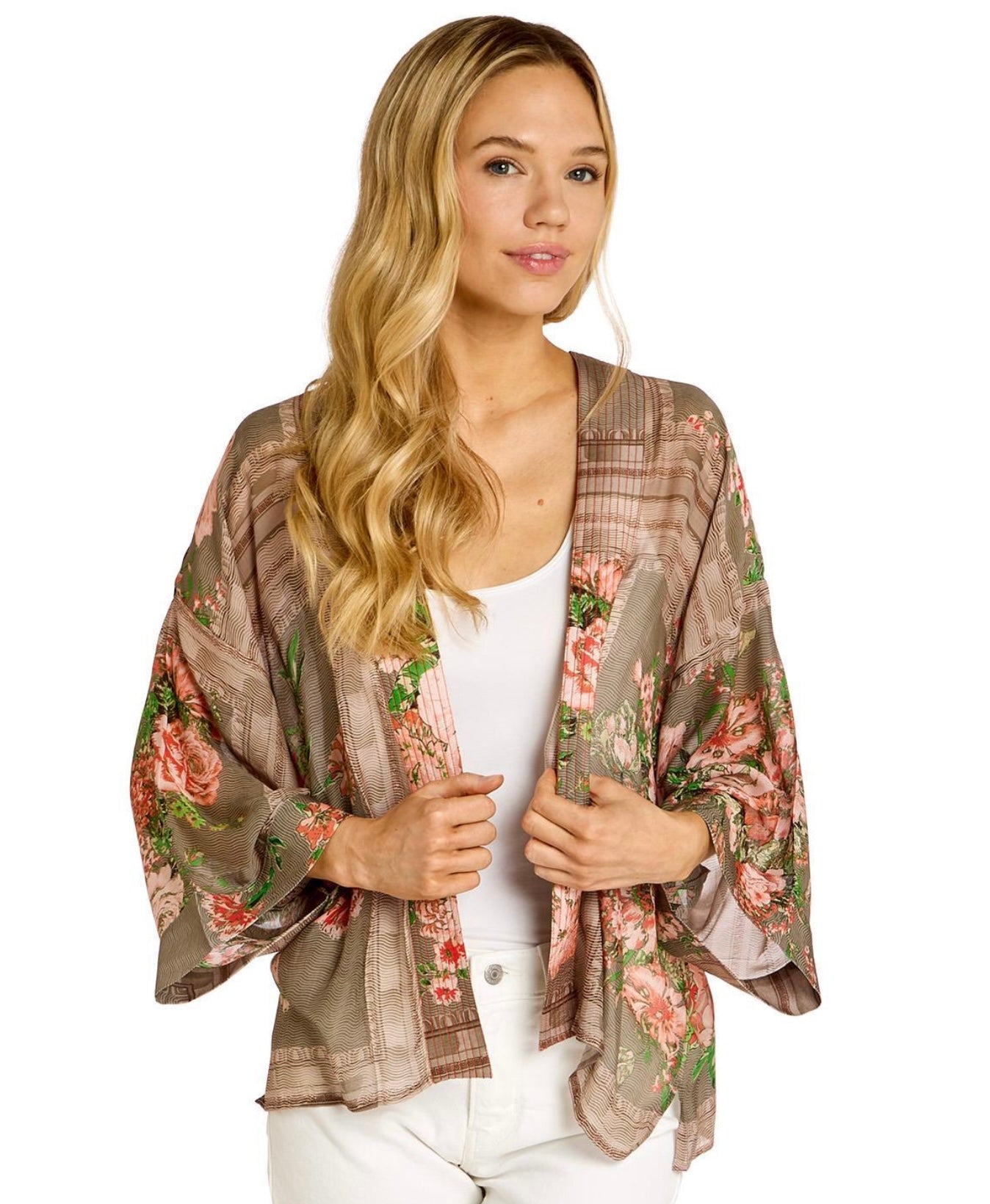 Lightweight Short Kimono - Neon Rose Beige
