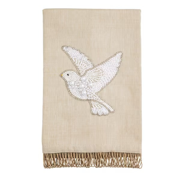White Christmas Beaded Towels