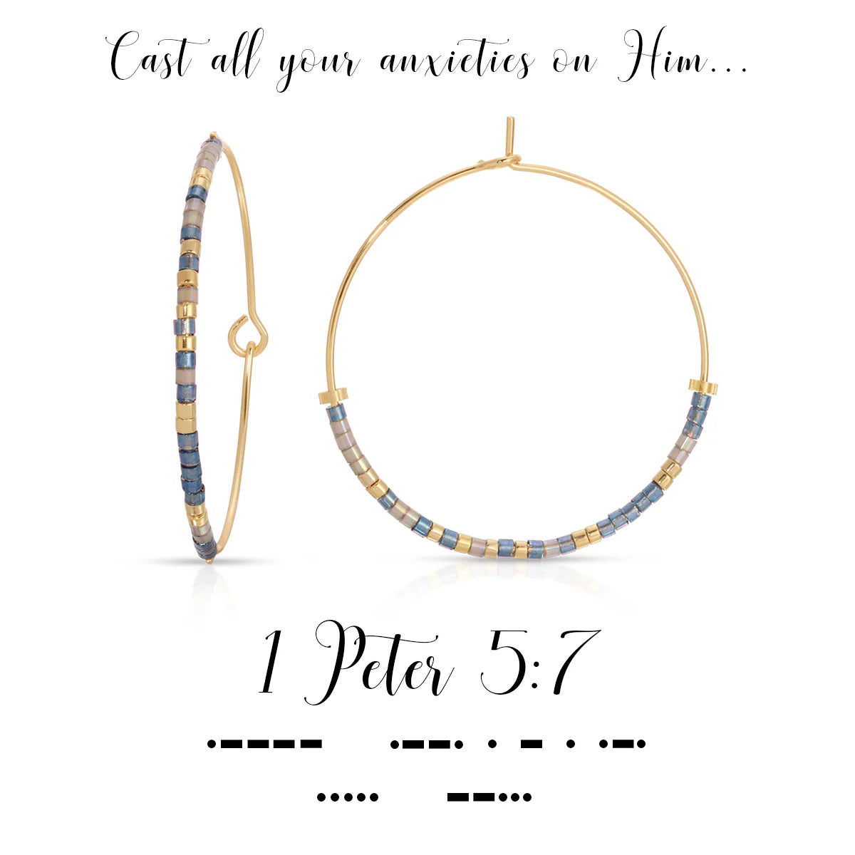 Dot & Dash Hoop Earrings- 1 Peter 5:7