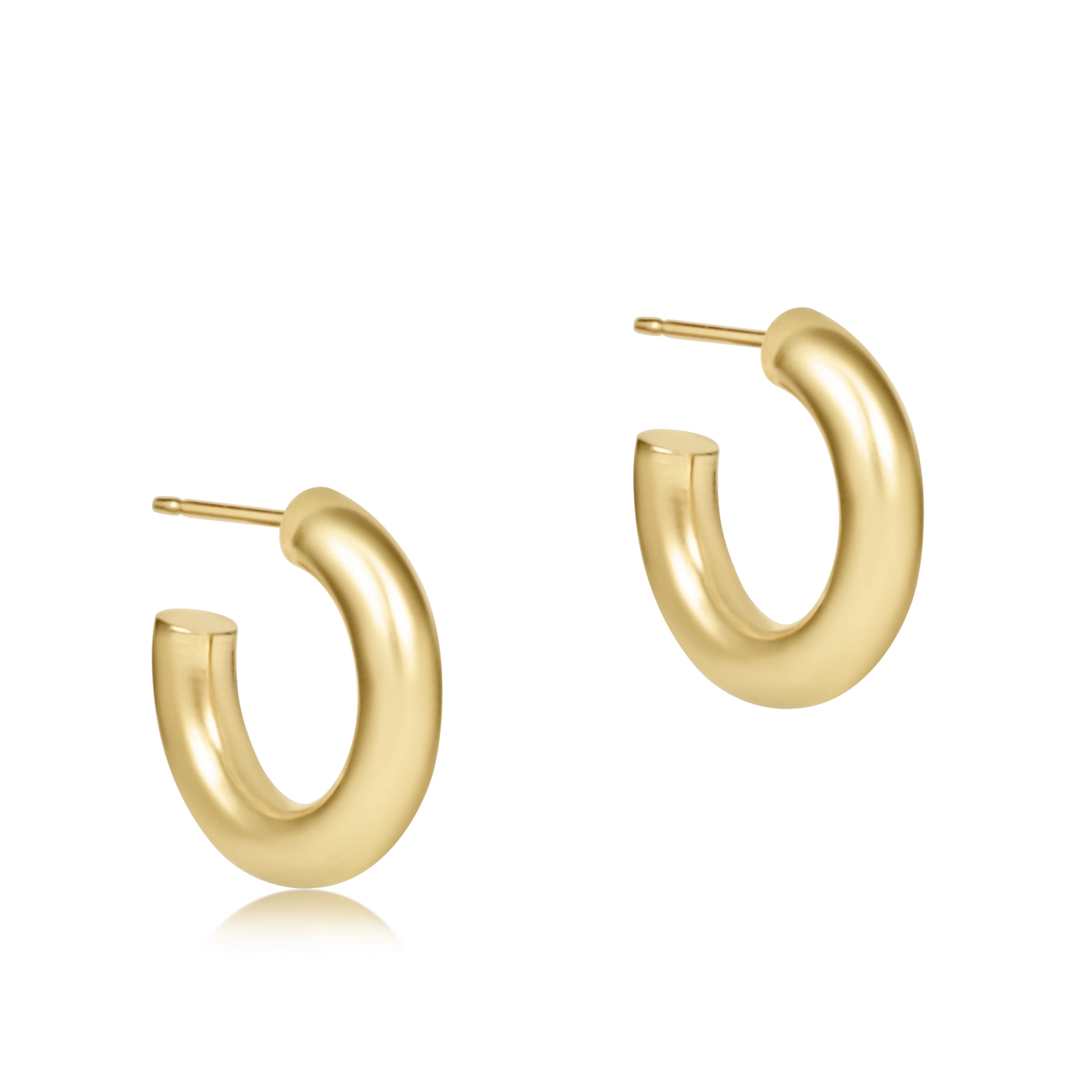 Round Gold 0.5 Post Hoop 4mm- Smooth