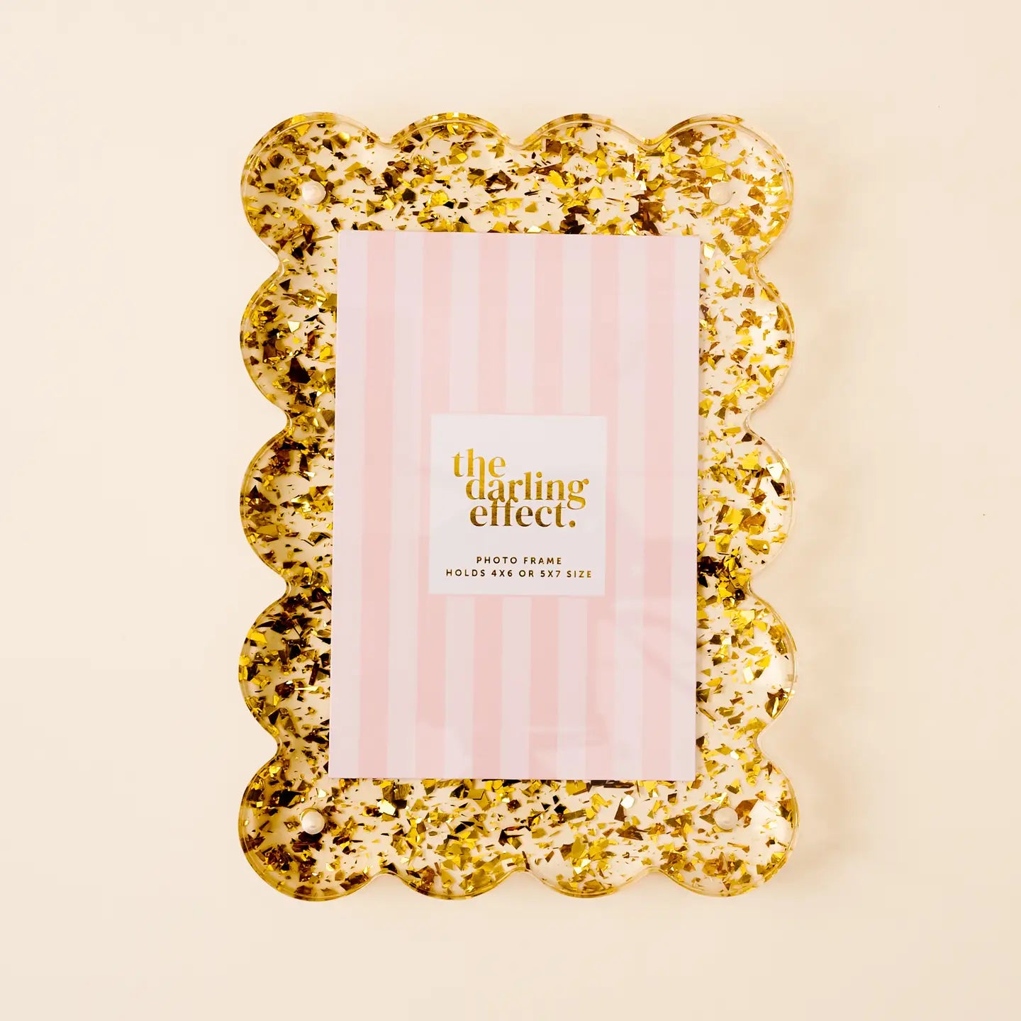 Acrylic Frame Rectangle Scalloped- Confetti Gold