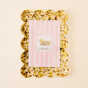 Acrylic Frame Rectangle Scalloped- Confetti Gold