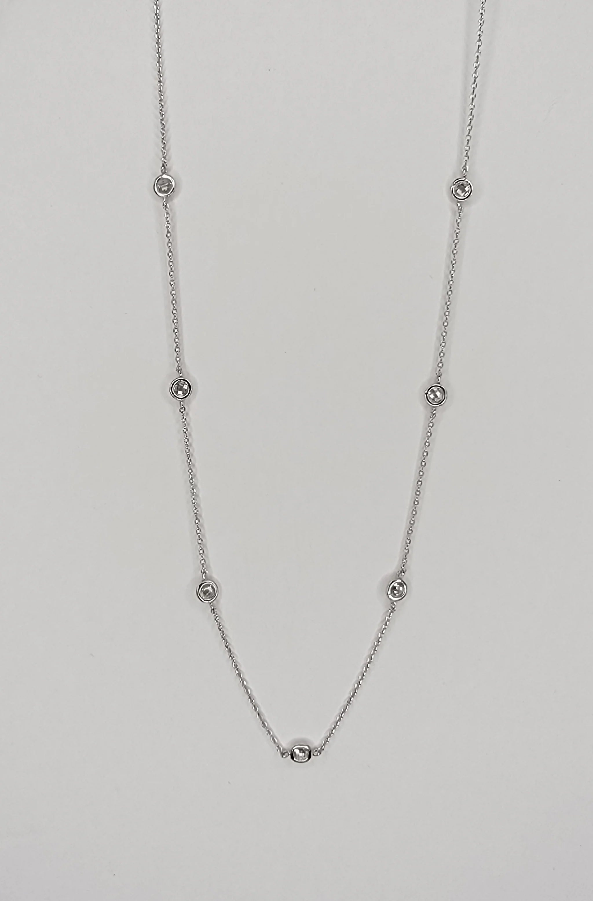 Log CZ Crystal Necklace- Silver