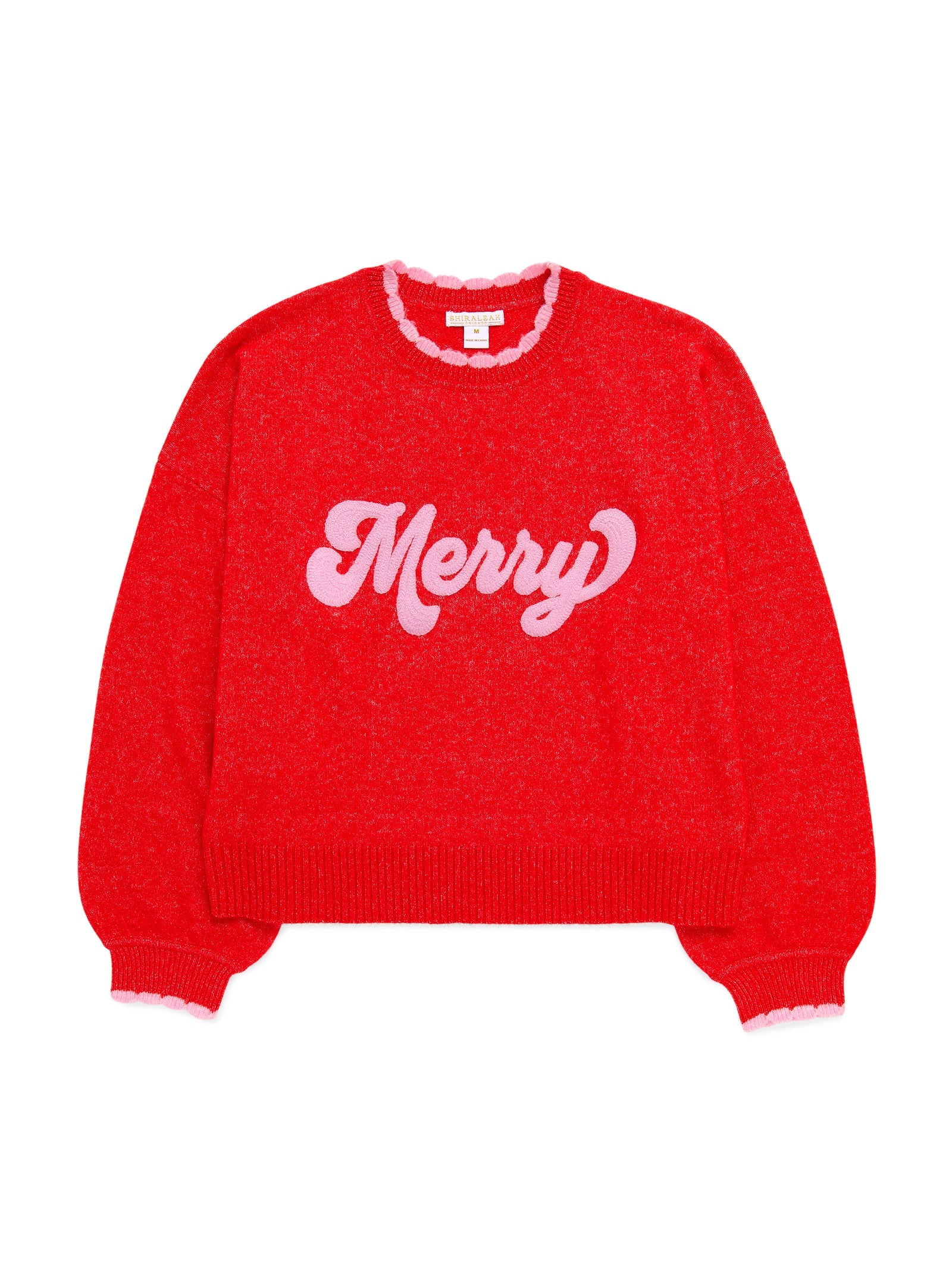 “Merry” Scallop Trim Relaxed Sweater