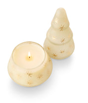 Winter White Frosted Star Glass Tree Candle