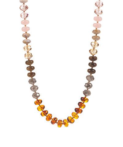 Mix Shaped Glass Stone Bead Necklace- Natural
