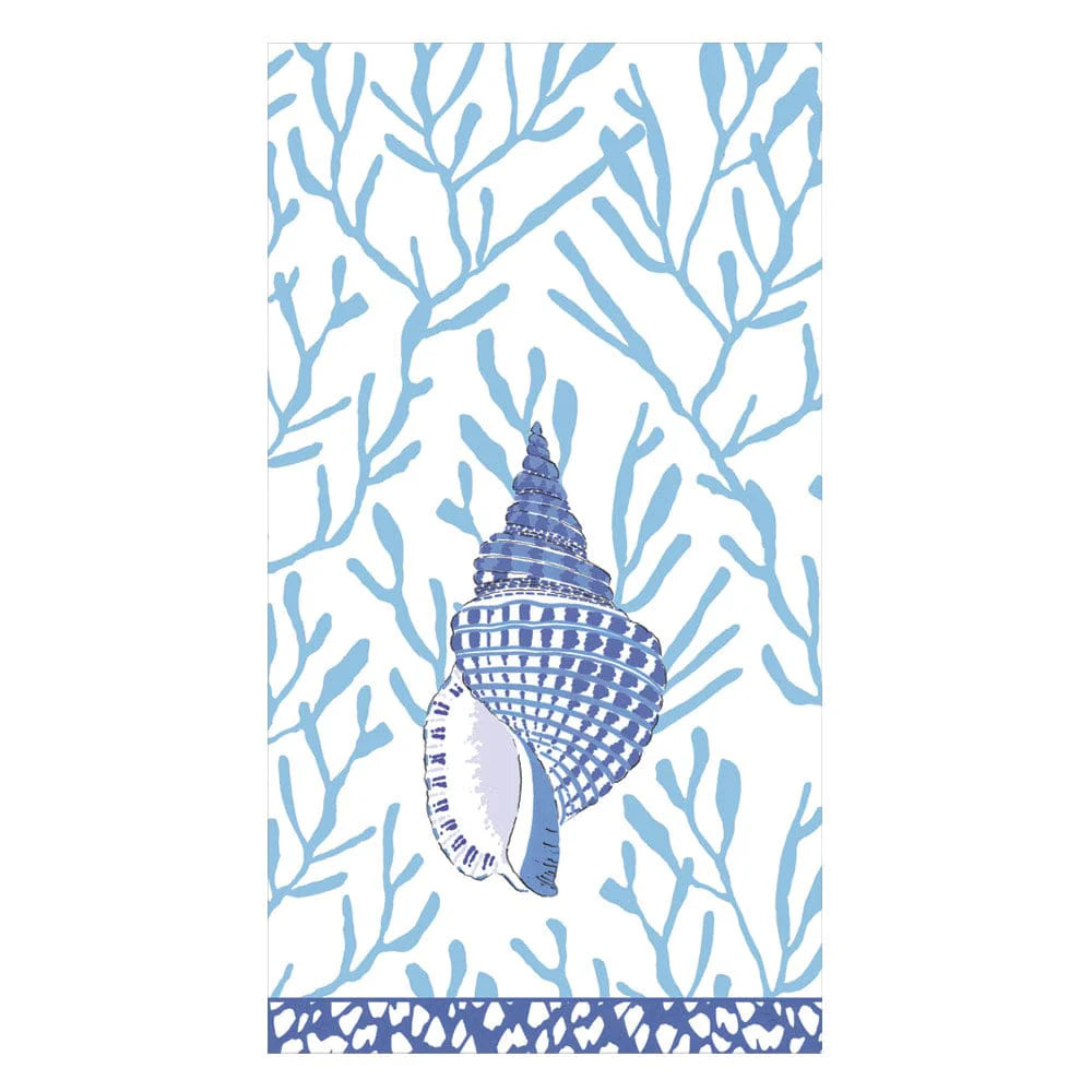Caspari Guest Napkin - Shell Toile Blue