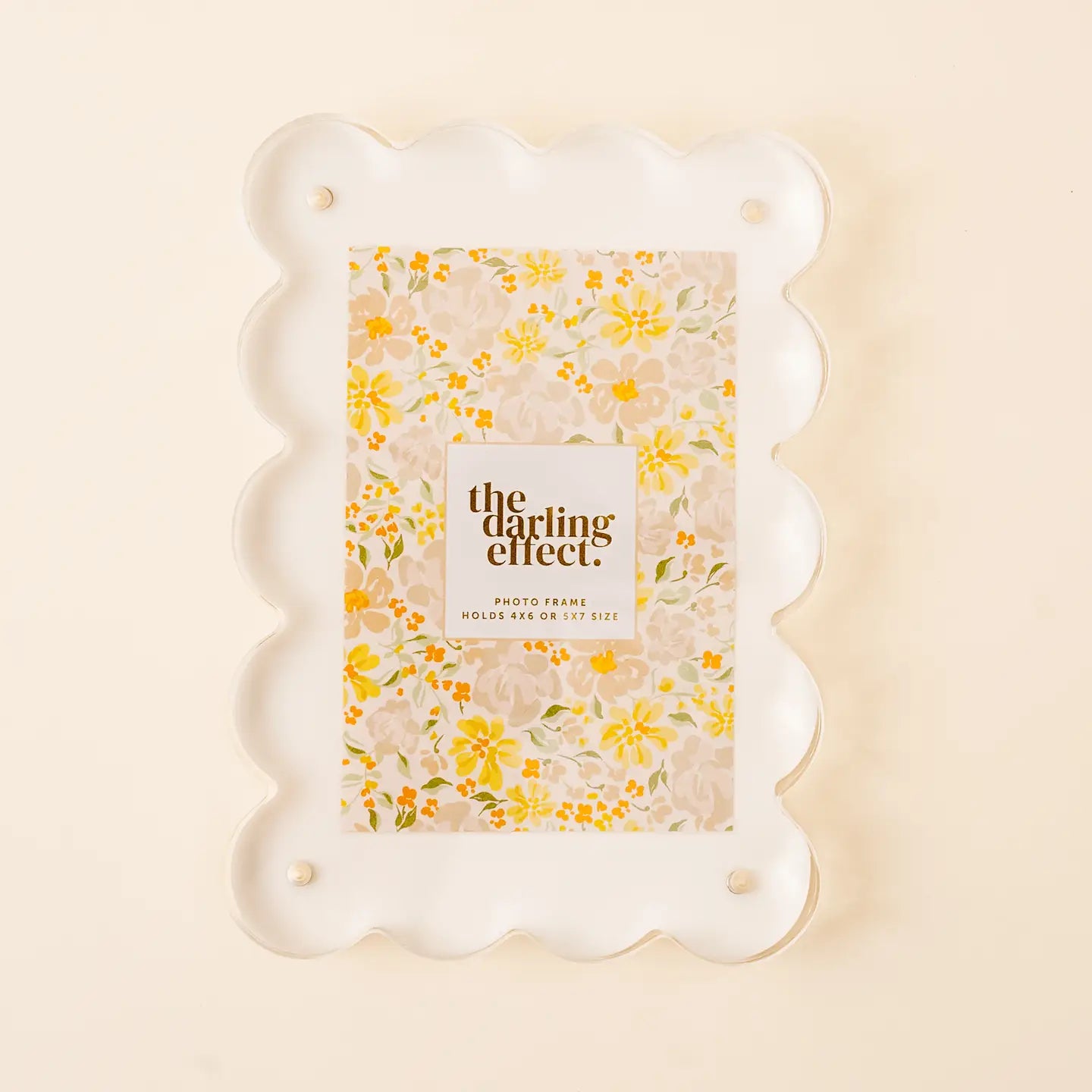 Acrylic Frame Rectangle Scalloped- White