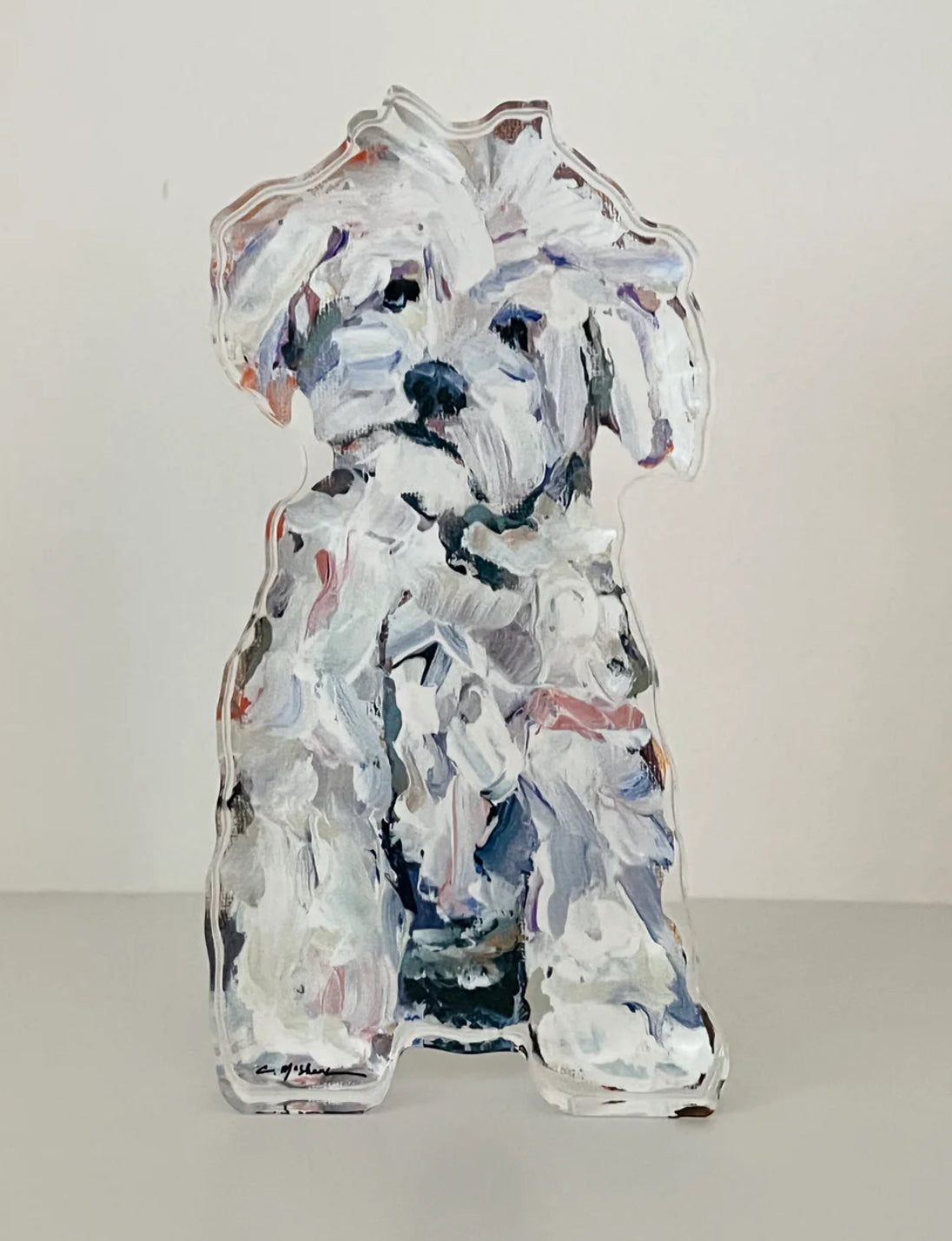 Acrylic Tabletop Dog - Maltipoo White