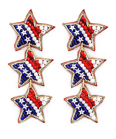 Patriotic Three Star Earrings