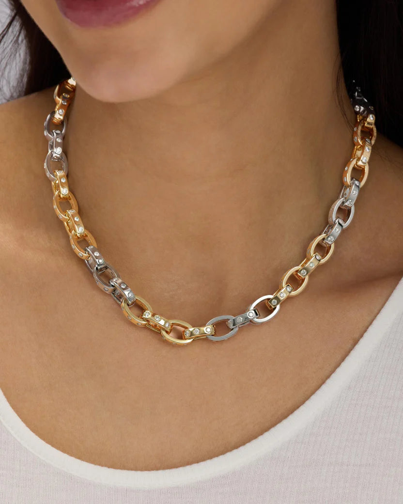 Ashley Chain Link Necklace 4MM - Mixed Metal