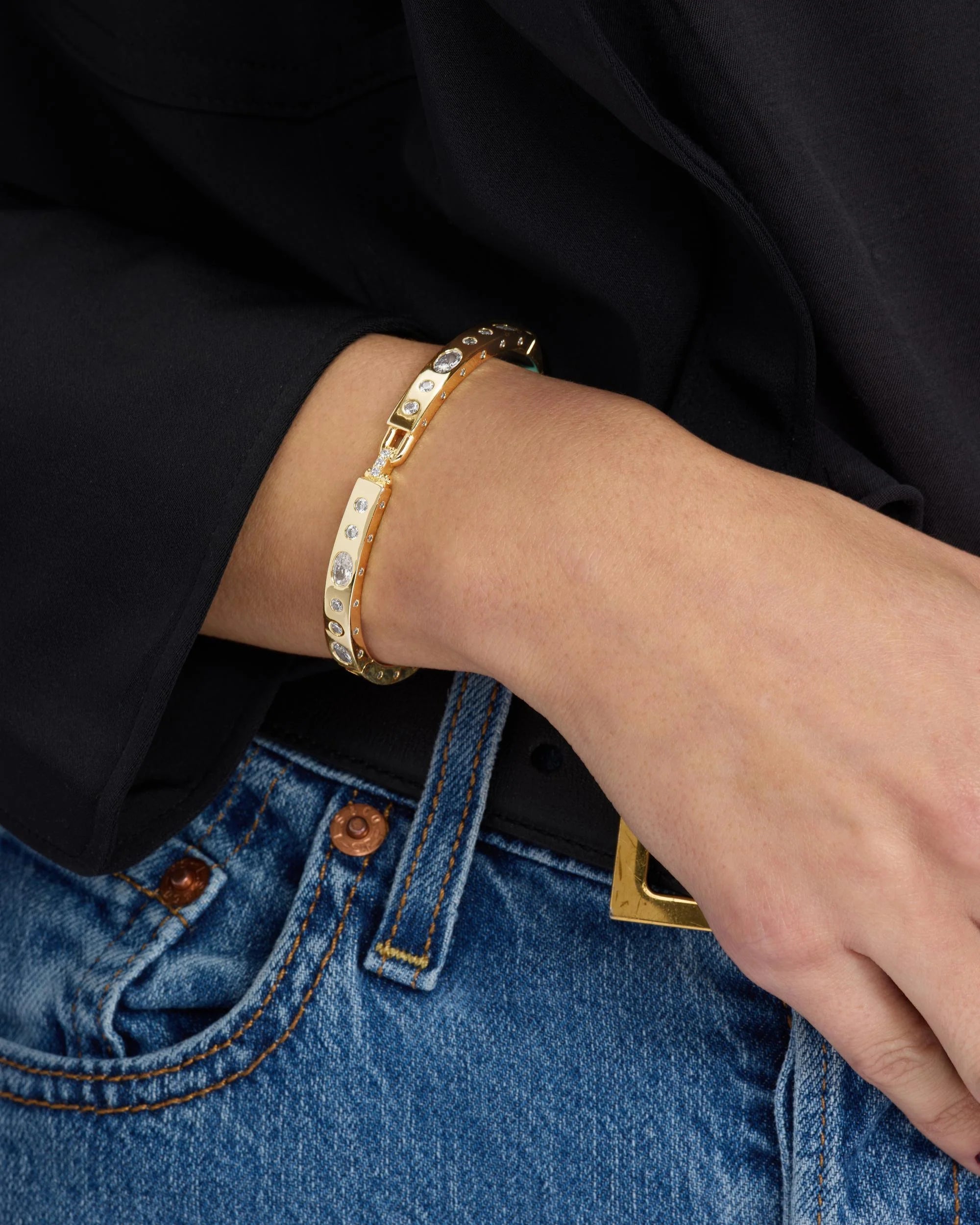 Ashley Sunset Lock Cuff 6mm- Gold