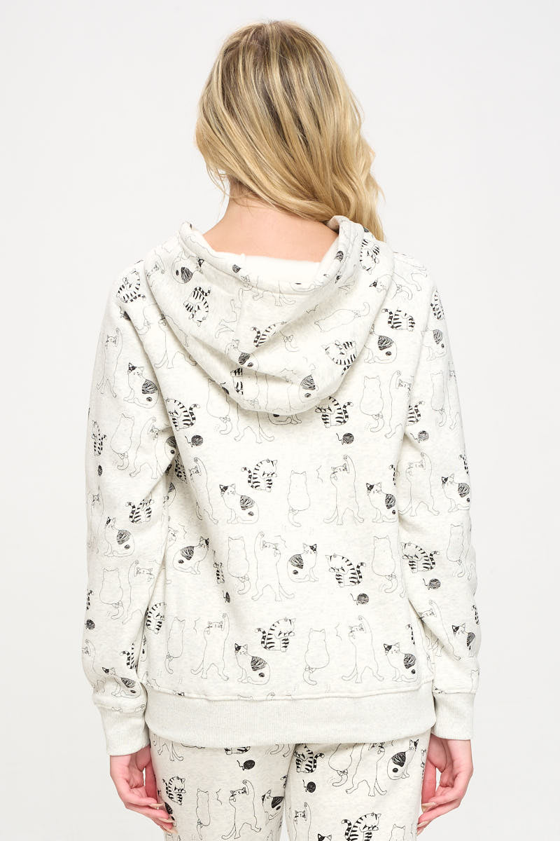 Zip Up Hoodie - Cat All Over
