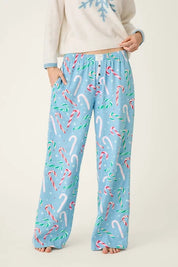 PJ Salvage- The Sweetest Season Candy Cane Print Flannel Pajama Pants