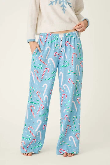 PJ Salvage- The Sweetest Season Candy Cane Print Flannel Pajama Pants