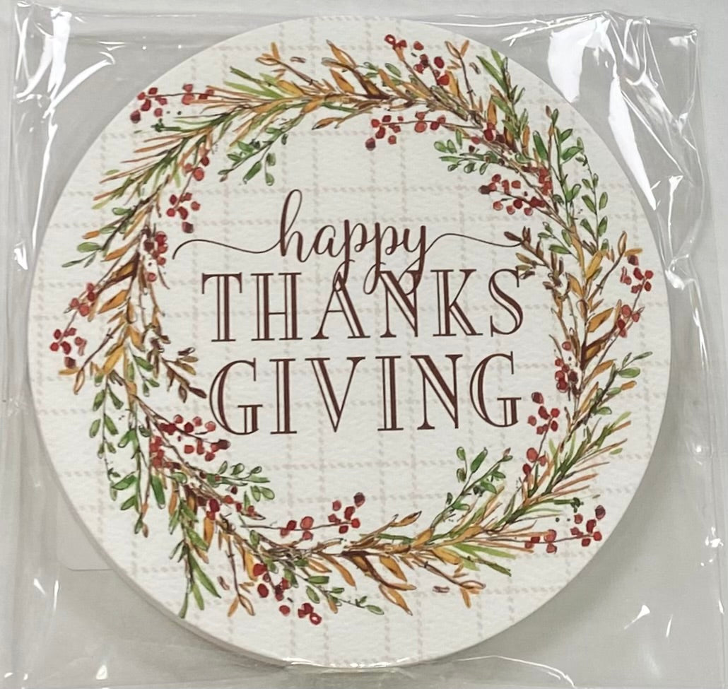 Coaster Set of 20- Thanksgiving Floral Wreath