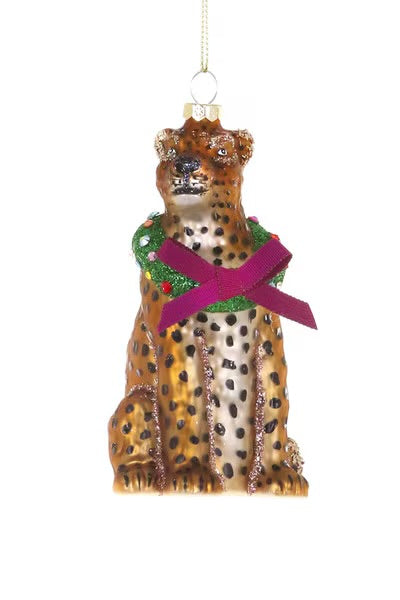Ornaments/Glass - Merry Making Leopard