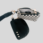 Wonderlust Woven Dual Pouch Wristlet/ Black Checker