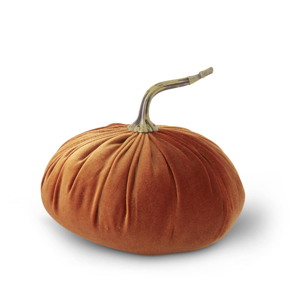 Orange Velvet Stuffed Pumkin 7.25 Inch