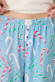 PJ Salvage- The Sweetest Season Candy Cane Print Flannel Pajama Pants