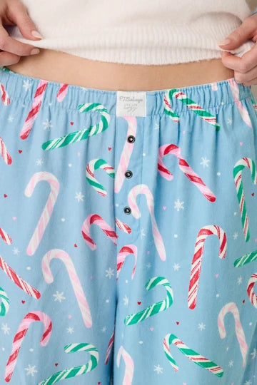 PJ Salvage- The Sweetest Season Candy Cane Print Flannel Pajama Pants