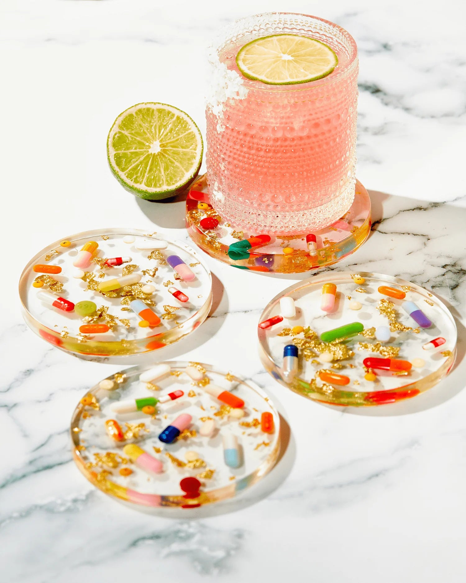Tart by Taylor Pills & Gold Coasters - Set of 4