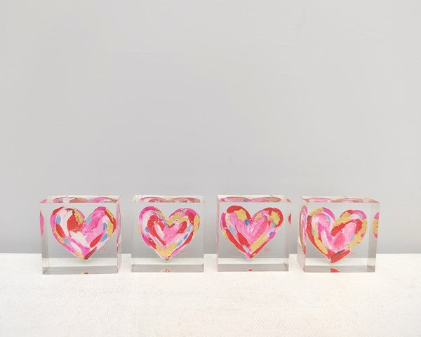 Acrylic Heart Block with Gold Leafing