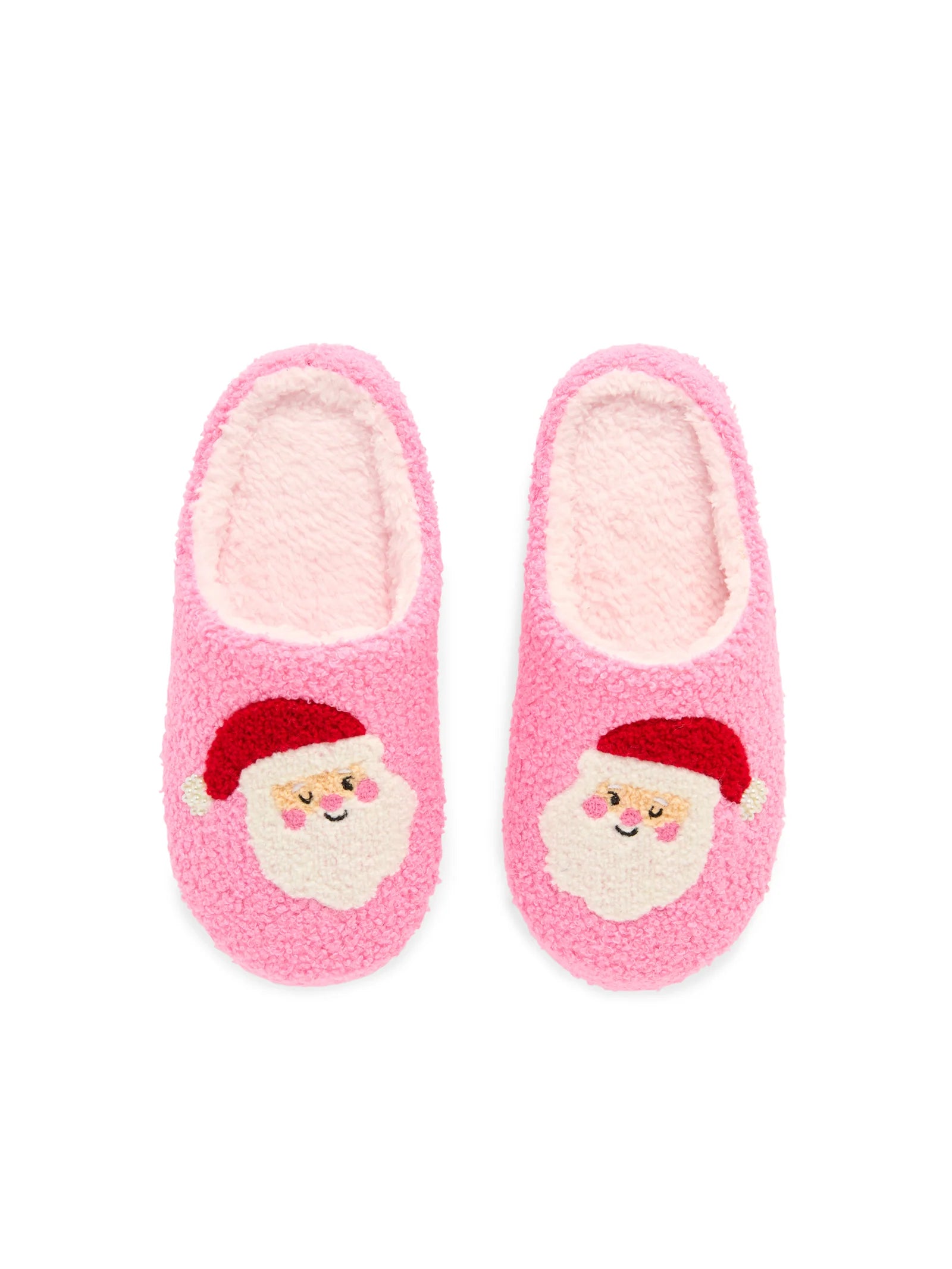 "Jolly Santa" Striped Slippers - Pink