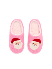 "Jolly Santa" Striped Slippers - Pink