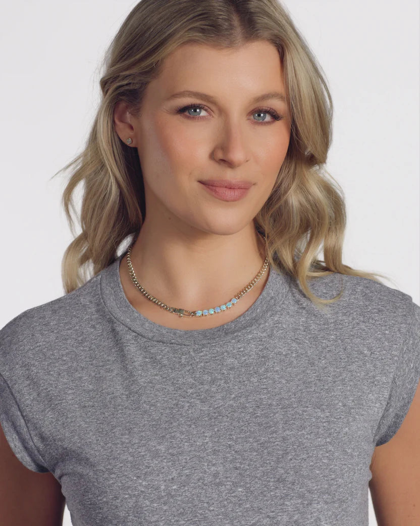 Baby Julian Loves Opals Necklace 16” - Blue Opal