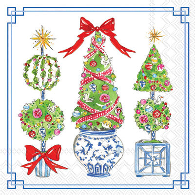 Beverage Napkins- Bright Topiary Trees