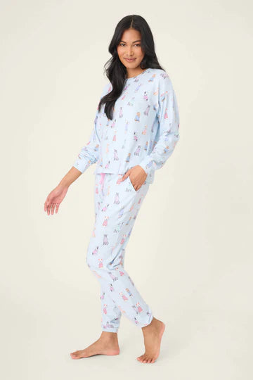 PJ Salvage Doggone Pointelle Crewneck Cold PJ Set