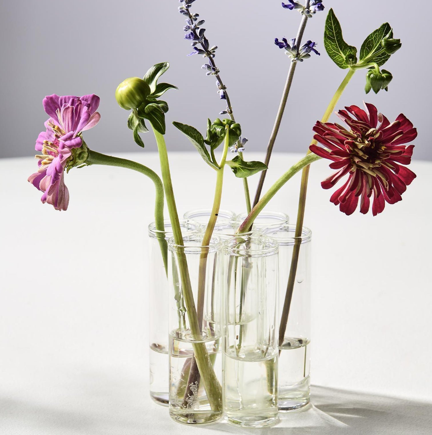 Connected Tube Flower Arranger Vase - Set of 7