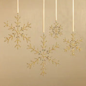 Golden Beaded Snowflake Ornament 8”