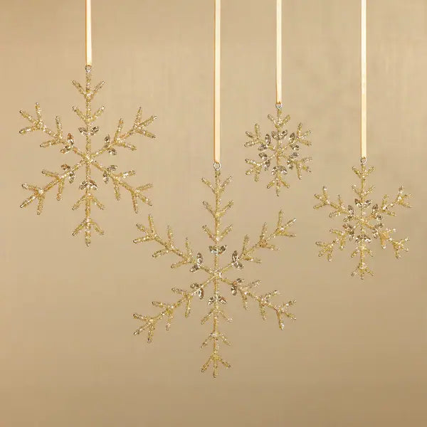 Golden Beaded Snowflake Ornament 8”