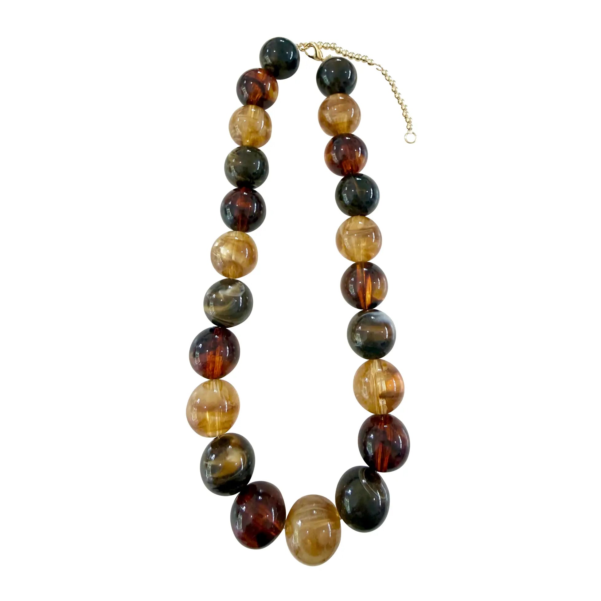 Ava Chunky Beaded Necklace - Brown Mix