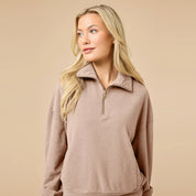 Serenity 1/4 Zip Top with Wide Pant Lounge Set- Coco