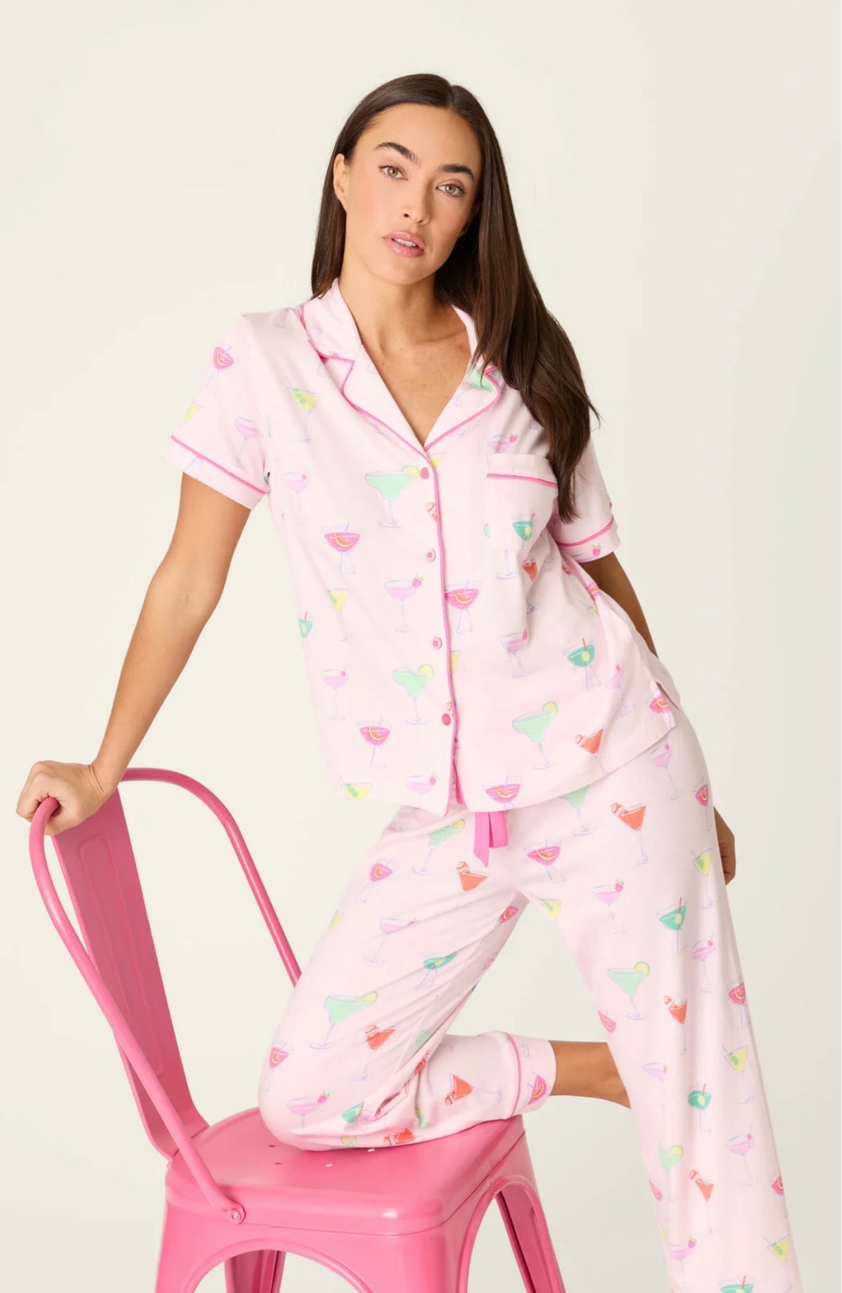 PJ Salvage Whimsy Sip Happens Cropped PJ Set