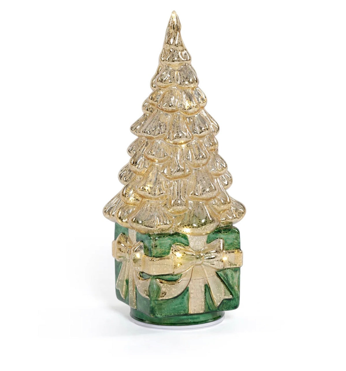 LED Rotating Tree On Present Gold/Green