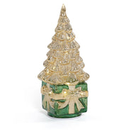 LED Rotating Tree On Present Gold/Green